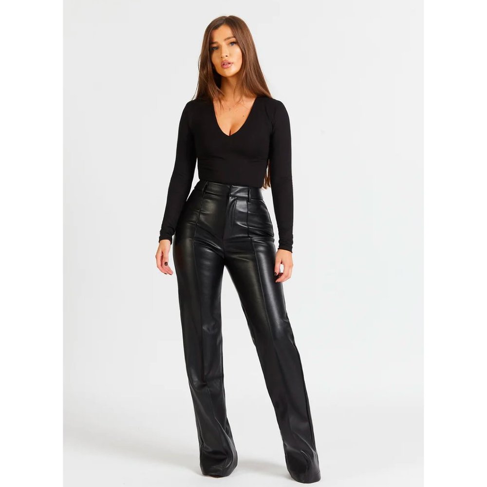 BOA LEATHER WIDE LEG TROUSERS